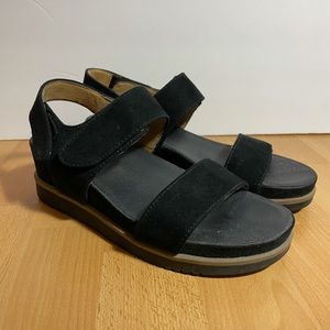Black Platform Wedge Sandals 6.5 Women